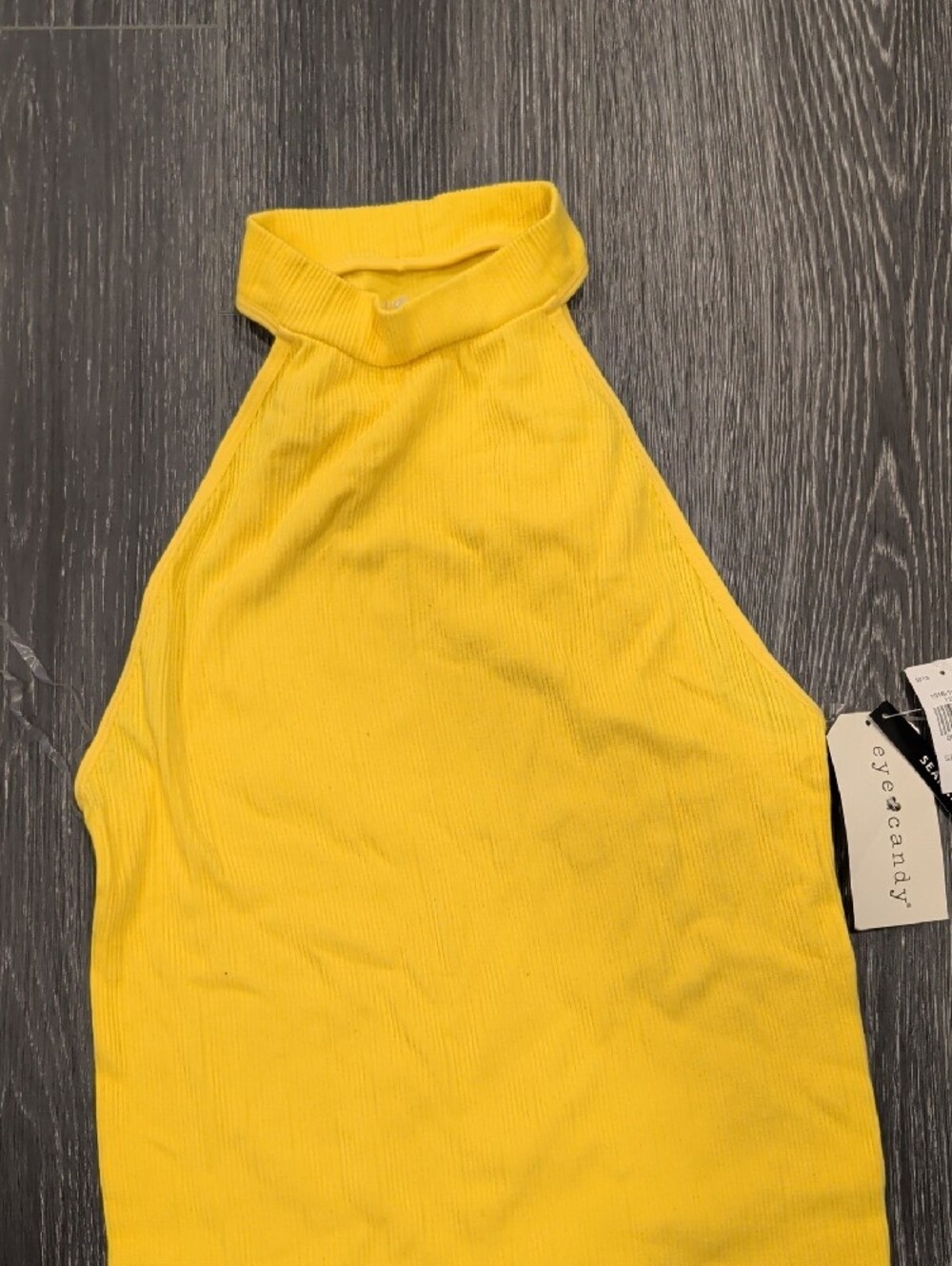 Yellow Ribbed Halter Tank Top - Picture 4 of 8